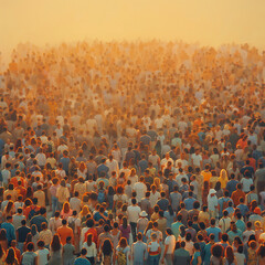 Fototapeta premium crowded place in the sunset. 