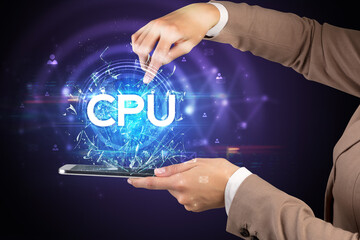 Close-up of a touchscreen with abbreviation.