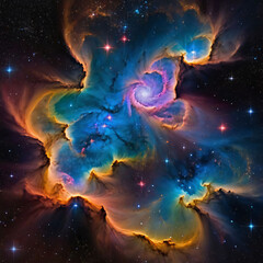 galactic nebula cradles myriad-stars the night sky nebulous clouds intermingling background