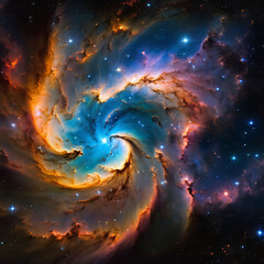 renaissance style painting of space depicting a galaxy embraced by a cloud background