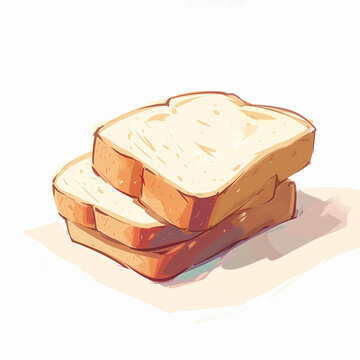 white bread drawing On a white background.