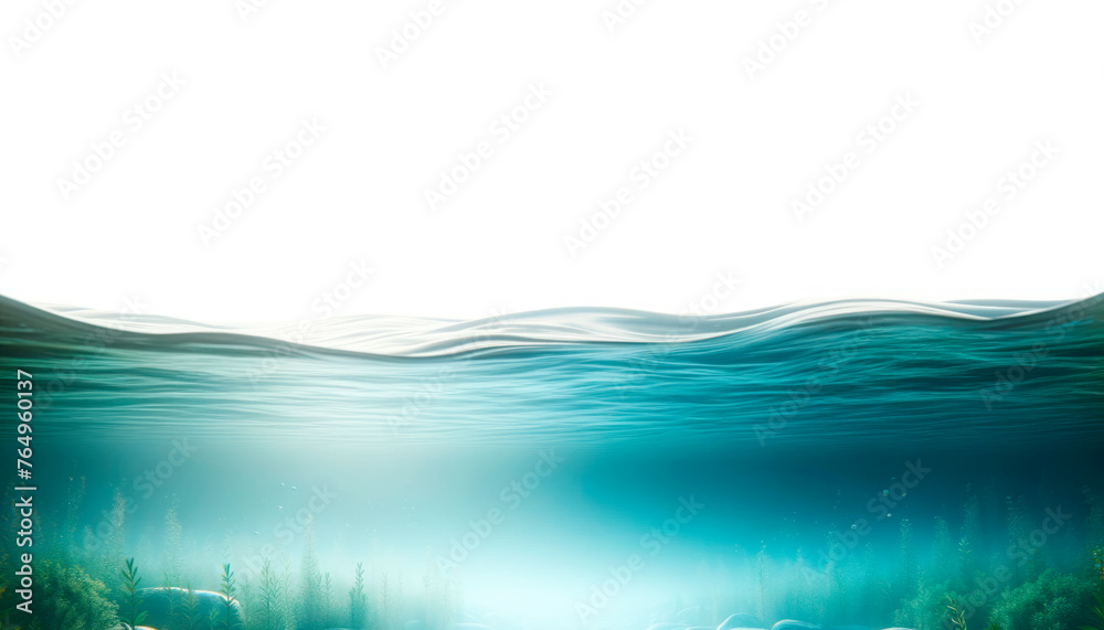 Aufkleber serene underwater scene with vibrant marine life and a gradient blue background. generative ai