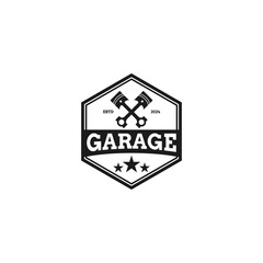Logo For Motorized Vehicle Repair Shop With Additional Piston Design Concept Vector Illustration