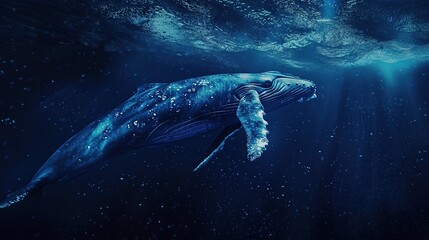 Fototapeta premium close up of blue whale. natural background