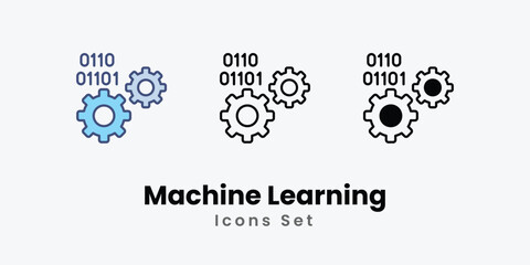 Machine Learning icon thin line and glyph vector icon stock illustration