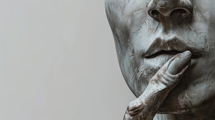 silence embodied: statue's secret gesture - obrazy, fototapety, plakaty