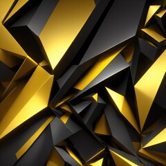 Obraz premium 3D Abstract colorful Yellow, Black and gold wallpaper with sharp edges