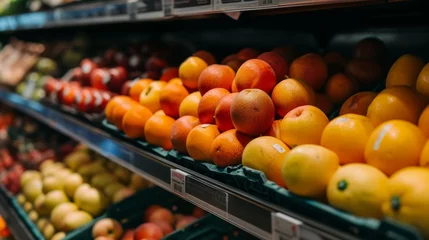 Keuken spatwand met foto Food stands full of fresh vegetables and fruit in a grocery store. © rabbit75_fot