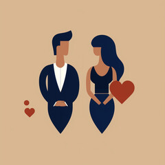 a pair of cartoon couple with hearts inside, in the style of animated gifs сreated with Generative Ai