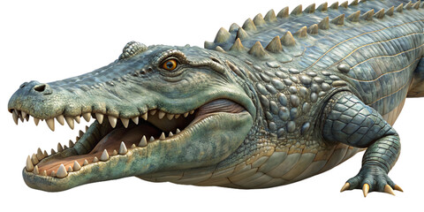 Obraz premium aggressive crocodile with open mouth and grungy skin and sinister look 
