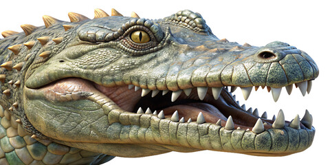 Fototapeta premium aggressive crocodile with open mouth and grungy skin and sinister look 