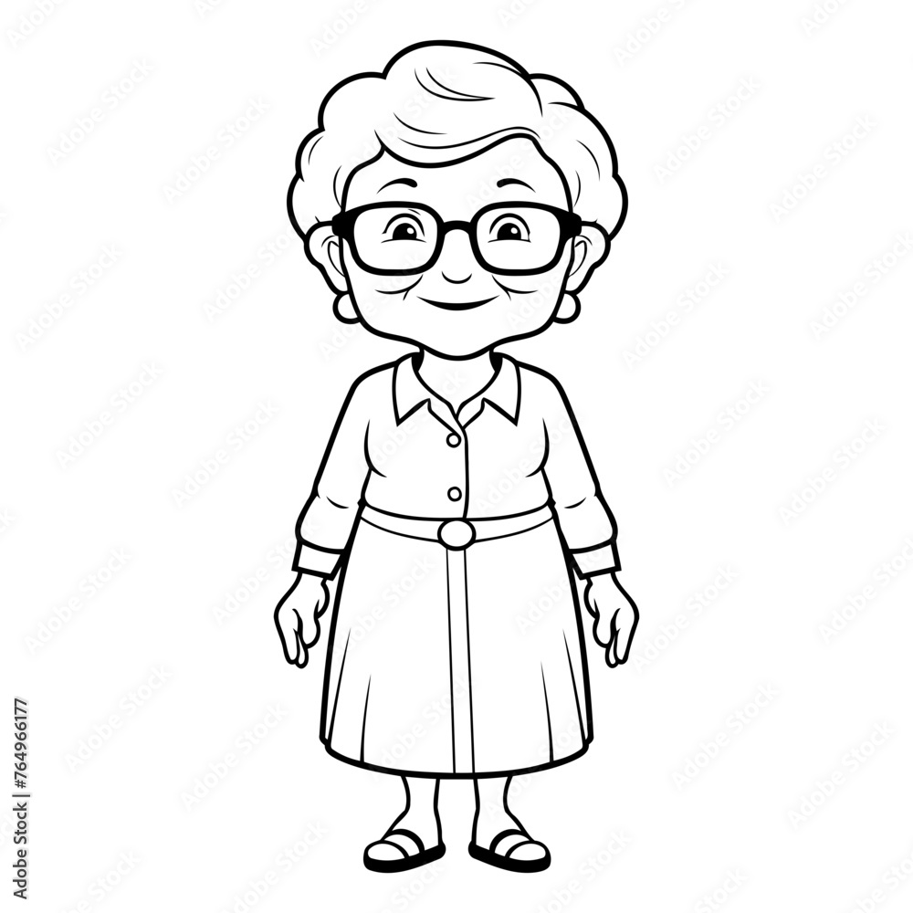 Wall mural Grandmother cartoon icon. Grandparent avatar person people and human theme. Isolated design