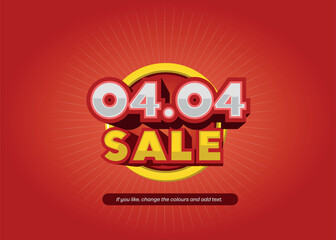 Ad template with 3D effect on the date 04.04 in the colours red, orange and yellow for trade, promotions and sales.