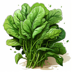Fototapeta na wymiar Isolated Spinach White Background, Cartoon сreated with Generative Ai