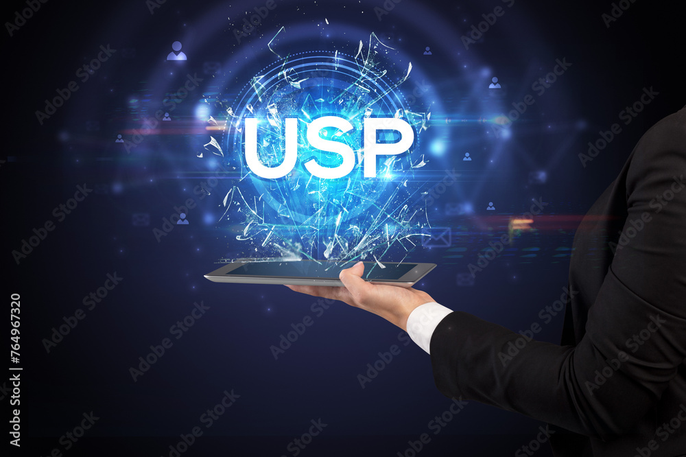 Poster close-up of a touchscreen with abbreviation.