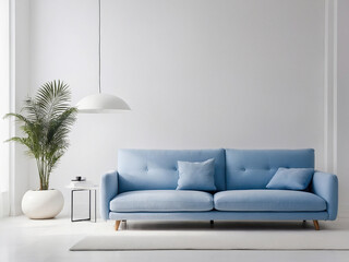 Modern interior design of apartment, living room with sofa, generative ai