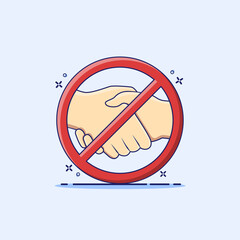 No handshake icon cartoon vector illustration. Shaking hand forbidden concept