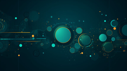 Abstract technological background with turquoise circles. Virtual reality concept. Suitable for electronic music, album covers, screensavers, and illustrations related to technology themes
