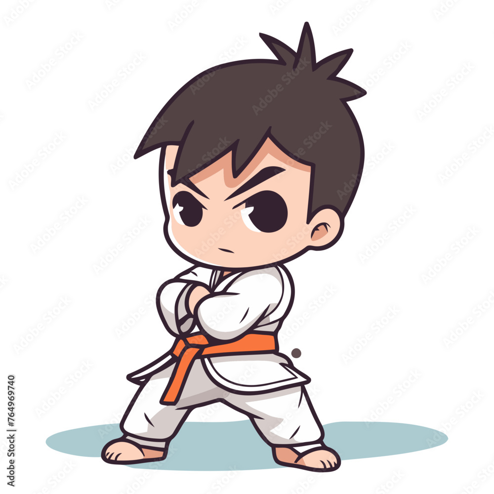 Wall mural Taekwondo - Cute karate boy cartoon vector illustration