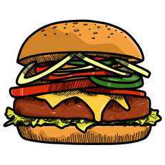 hamburger line art illustration isolated 