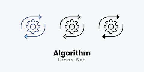 Algorithm icon thin line and glyph vector icon stock illustration