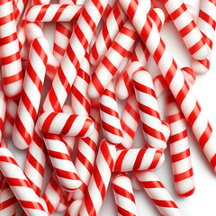 An illustration of lots of Red Striped Candy Cane with a white background сreated with Generative Ai