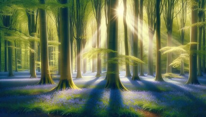 Watercolor Painting of The Hallerbos, Blue Forest