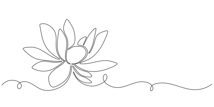 lotus flower one line art vector illustration, vesak day element design	