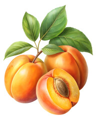 Peach fruit isolated on transparent background