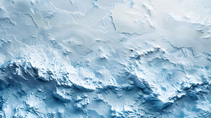 Obraz premium Top view of a snowy landscape, wide copy space, no text, no logo, no brand, no letters, Cinematic, cool hues, wallpaper style, master piece, background, photorealistic