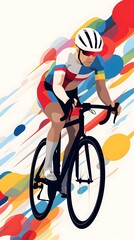 cycling Illustration in Simple Lines and Bright Colors