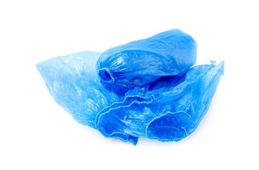 Fototapeta premium Blue medical shoe covers isolated on white