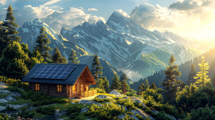 Illustration - Tree-top solar: green power with a mountainous panorama