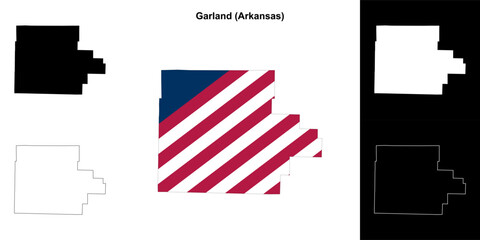 Garland county outline map set