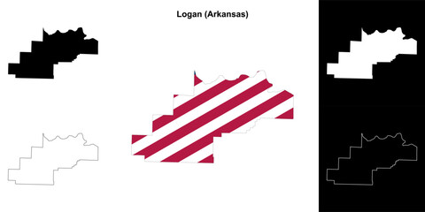 Logan county outline map set