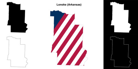 Lonoke county outline map set