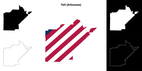 Yell county outline map set