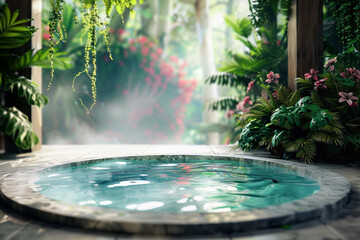 Tranquil Tropical Garden Spa Pool Oasis