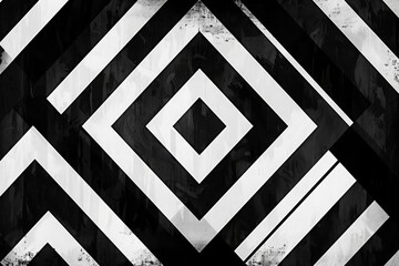 An abstract geometric design with rhombuses for online banners, posters, cards, desktops, backdrops, and panels Color: Black and white.