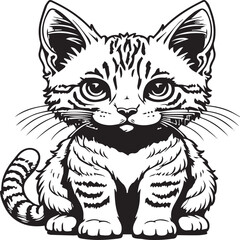 Cute cat coloring pages for coloring book. Cat outline vector. Playing cat coloring pages. Funny cat outline vector