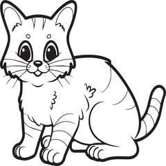 Cute cat coloring pages for coloring book. Cat outline vector. Playing cat coloring pages. Funny cat outline vector