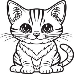 Cute cat coloring pages for coloring book. Cat outline vector. Playing cat coloring pages. Funny cat outline vector