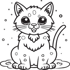 Cute cat coloring pages for coloring book. Cat outline vector. Playing cat coloring pages. Funny cat outline vector
