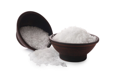 Fototapeta na wymiar Natural salt in bowls isolated on white
