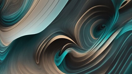 Vibrant gradient, brown silver teal white grainy gradient color flow wave on black background - obrazy, fototapety, plakaty