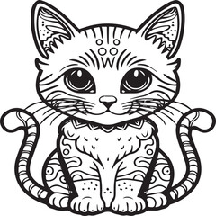 Cute cat coloring pages for coloring book. Cat outline vector. Playing cat coloring pages. Funny cat outline vector