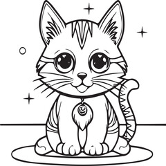 Cute cat coloring pages for coloring book. Cat outline vector. Playing cat coloring pages. Funny cat outline vector