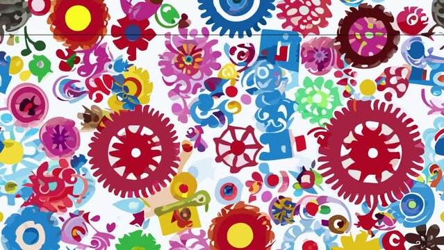 Steampunk floral pattern. Loop Background Animation
