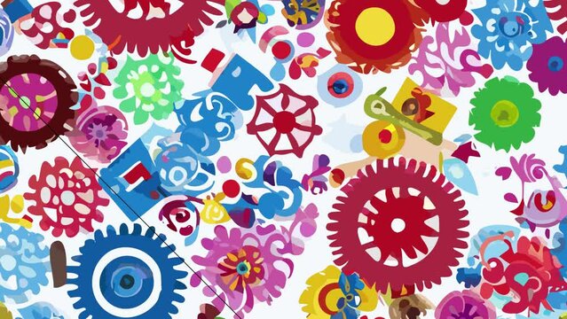Steampunk floral pattern. Loop Background Animation