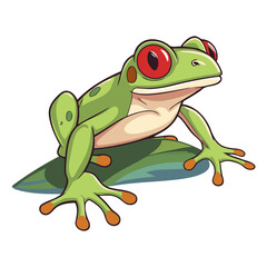 Frog on a leaf of a cartoon frog.